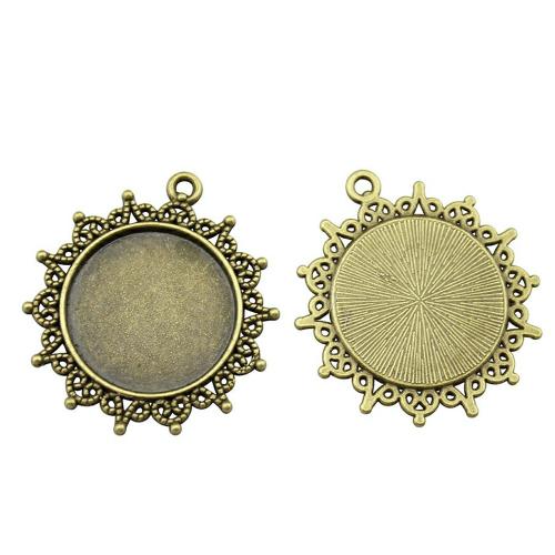 Sinc Alloy siogairlín Cabochon Socrú, plátáilte, DIY & log, Trastomhas Istigh:Thart 25mm, Díolta De réir PC