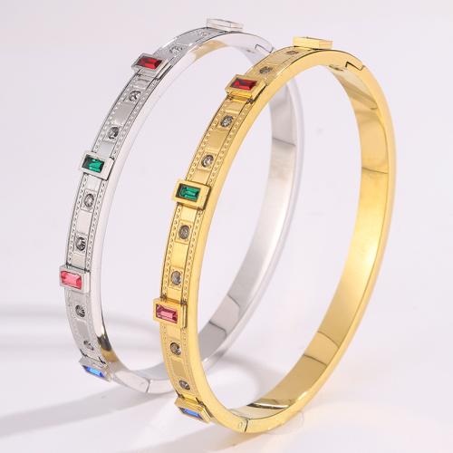 Bracelet en acier inoxydable, Acier inoxydable 304, Placage, bijoux de mode & unisexe & avec strass, plus de couleurs à choisir, Vendu par PC