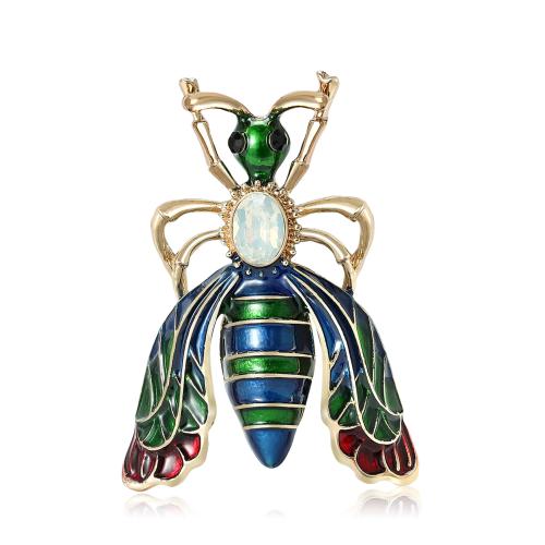 smalt Brož, Zinek, Včela, barva pozlacený, módní šperky & micro vydláždit kubické zirkony & s drahokamu, smíšené barvy, Prodáno By PC
