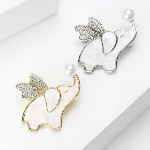 Muschel Brosche, Zinklegierung, mit Muschel & Kunststoff Perlen, Elephant, plattiert, Modeschmuck & mit Strass, keine, verkauft von PC