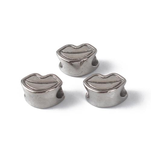 Stainless Steel Beads 304 Stainless Steel Lip silver color plated DIY silver color Sold By PC
