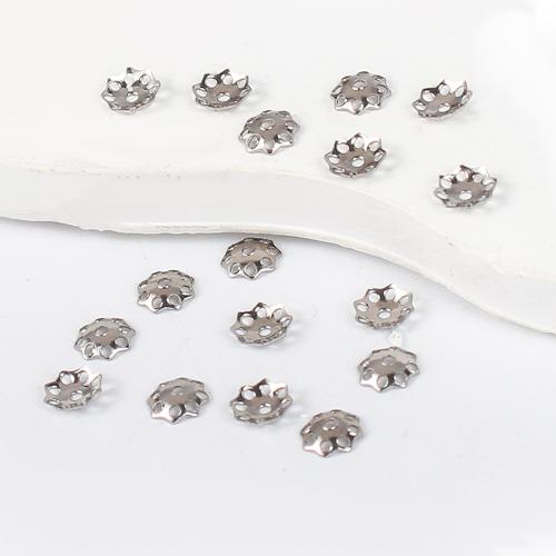 Rostfritt stål Pärlor Keps, 304 rostfritt stål, Blomma, silver pläterad, DIY, silver, Friska Armband, 4.61x0.96x4.68mm, Innerdiameter:Ca 0.5mm, Säljs av PC