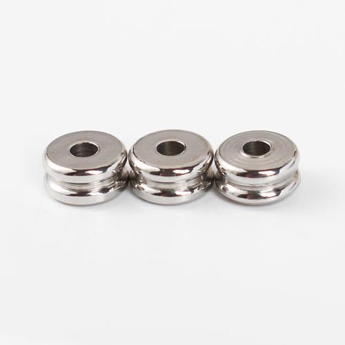 Edelstahl-Beads, 304 Edelstahl, rund, silberfarben plattiert, DIY, Silberfarbe, 6.75x3.57x3.57mm, Innendurchmesser:ca. 4.8mm, verkauft von PC