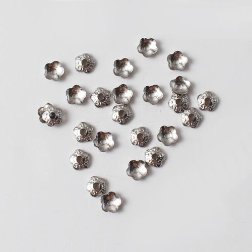 Rostfritt stål Pärlor Keps, 304 rostfritt stål, Blomma, silver pläterad, DIY, silver, 3.87x1.18x3.80mm, Innerdiameter:Ca 0.5mm, Säljs av PC