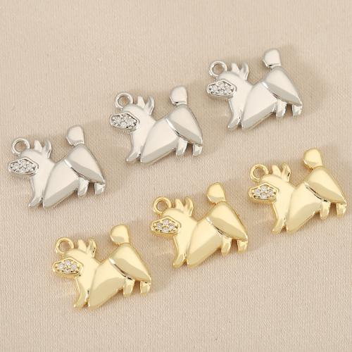 Cubique Pendentif en laiton zircon pavent, chien, Placage, DIY & pavé de micro zircon, plus de couleurs à choisir, protéger l'environnement, sans nickel, plomb et cadmium, 10PC/sac, Vendu par sac