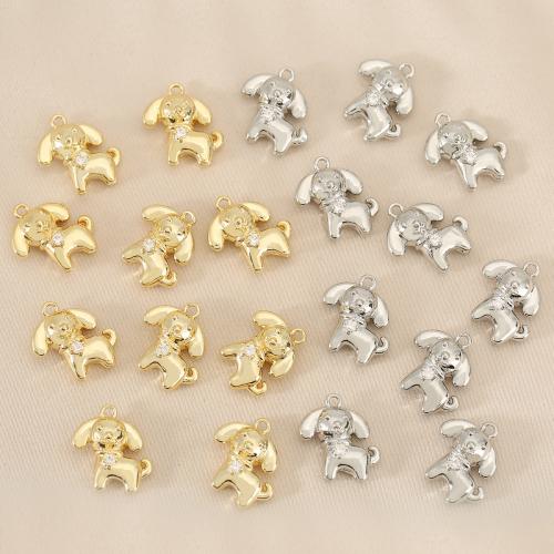 Messing hanger met micro-paved kubieke zirconia's, Hond, plated, DIY & micro pave zirconia, meer kleuren voor de keuze, nikkel, lood en cadmium vrij, 10pC's/Bag, Verkocht door Bag
