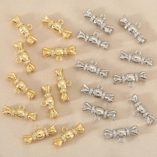 Cubique Pendentif en laiton zircon pavent, bonbon, Placage, DIY & pavé de micro zircon, plus de couleurs à choisir, protéger l'environnement, sans nickel, plomb et cadmium, 10PC/sac, Vendu par sac
