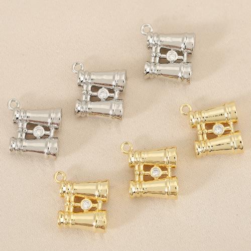 Cubique Pendentif en laiton zircon pavent, Télescope, Placage, DIY & pavé de micro zircon, plus de couleurs à choisir, protéger l'environnement, sans nickel, plomb et cadmium, 10PC/sac, Vendu par sac