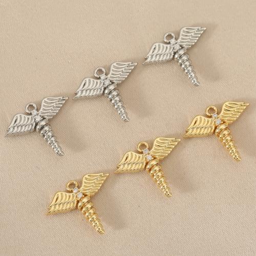 Cubique Pendentif en laiton zircon pavent, aile d'ange, Placage, DIY & pavé de micro zircon, plus de couleurs à choisir, protéger l'environnement, sans nickel, plomb et cadmium, 10PC/sac, Vendu par sac