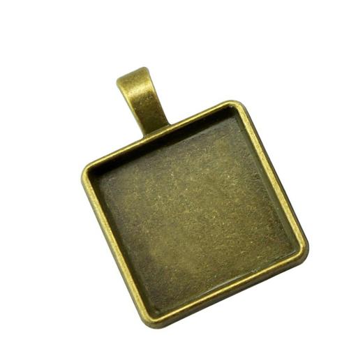 Zinc Alloy Pendant Cabochon Setting Square plated DIY antique bronze color Sold By PC