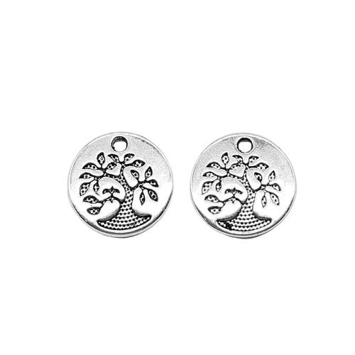 Zinc Alloy Pendants Round plated DIY antique silver color Sold By Bag