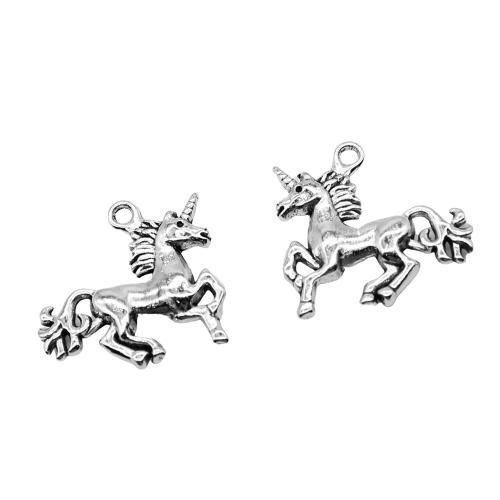 Zinc Alloy Pendants Unicorn plated DIY antique silver color Sold By Bag