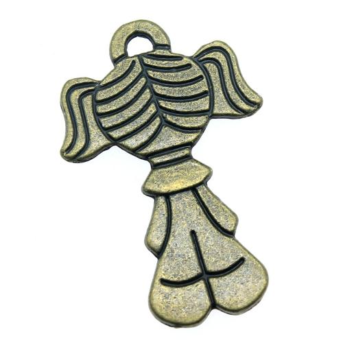 Character Shaped Zinc Alloy Pendants, liga de zinco, Garota, banhado, DIY, cor de bronze antiga, vendido por PC