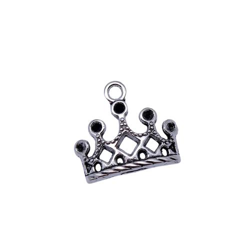 Zinc Alloy Crown Pendants plated DIY & hollow antique silver color Sold By Bag