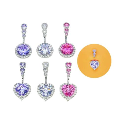 Brass Belly Ring plated & for woman & with rhinestone 20mm Sold By PC