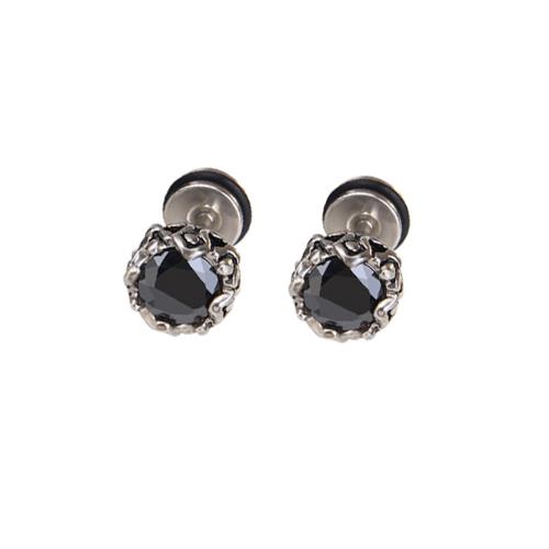 304 acciaio inox orecchini a borchia, unisex & Micro spianare cubic zirconia, nessuno, 8mm, Venduto da PC