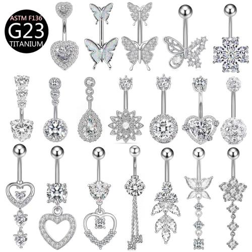 Titanium Alloy Belly Ring with Brass & micro pave cubic zirconia & for woman Sold By PC