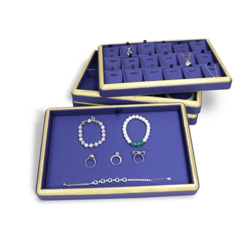 PU Leather Display Case with Wood Rectangle dark blue Sold By PC