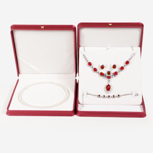 Plastic Gift Box with PU Leather & Velveteen Square Sold By PC