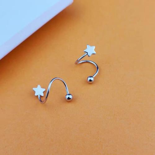 Acier inoxydable 304 piercing oreille, unisexe & styles différents pour le choix, couleur originale, 8x0.80mm, Vendu par PC