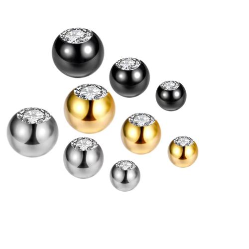 acero inoxidable 304 Piercing pendiente, Esférico, chapado, Bricolaje & diverso tamaño para la opción & con diamantes de imitación, más colores para la opción, Vendido por UD