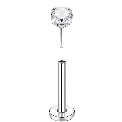 304 Stainless Steel Lip Piercing Stud Unisex & micro pave cubic zirconia original color Sold By PC