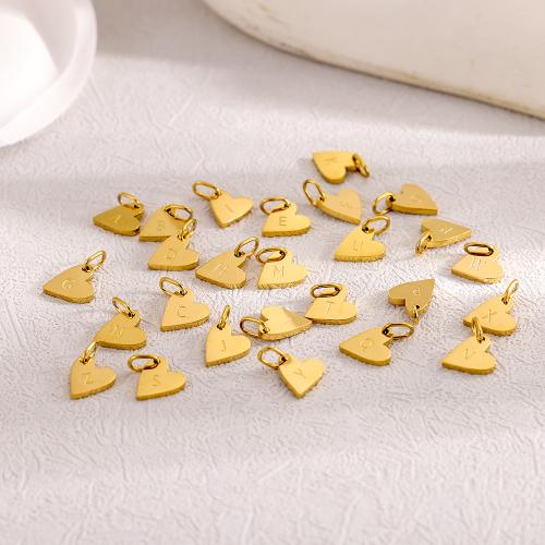 Rostfritt stål Häng Brev, 304 rostfritt stål, Hjärta, guldfärg pläterade, DIY, gyllene, Säljs av PC
