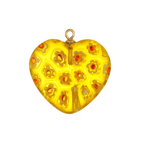 Millefiori Scheibe Glas Anhänger, 304 Edelstahl, mit Lampwork, goldfarben plattiert, DIY, keine, verkauft von PC