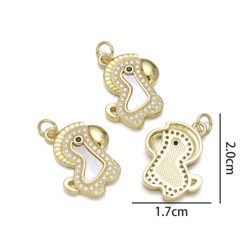 Pendentifs de coquillages blancs naturels, laiton, avec coquille blanche, Placage, DIY & pavé de micro zircon & boucle de 1/1, plus de couleurs à choisir, protéger l'environnement, sans nickel, plomb et cadmium, Vendu par PC
