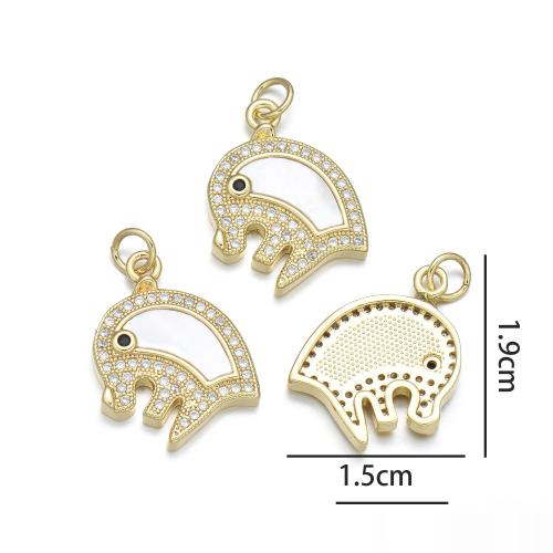Shell Connector Brass with White Shell plated DIY & micro pave cubic zirconia & 1/1 loop nickel lead & cadmium free Sold By PC