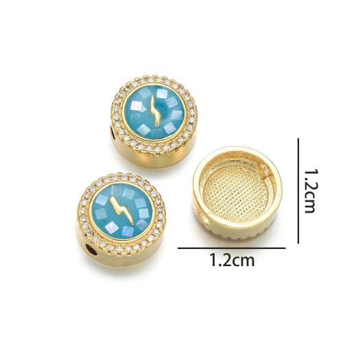 Contas de conchas coloridas naturais, cobre, with concha, banhado, DIY & micro pavimento em zircônia cúbica & esmalte, Mais cores pare escolha, níquel, chumbo e cádmio livre, vendido por PC