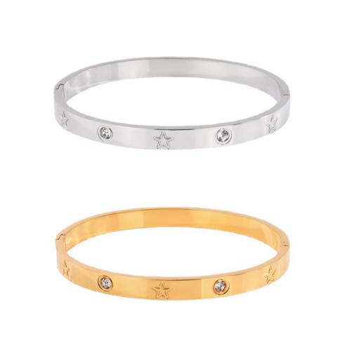 Stainless Steel Bangle 304 Stainless Steel plated fashion jewelry & for woman & with rhinestone Sold By PC