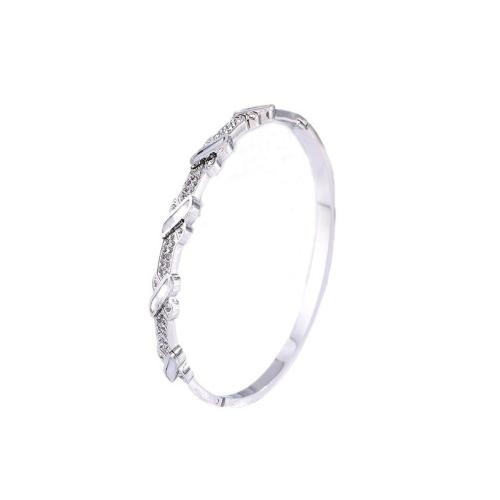 Bracelete de aço inoxidável, Aço inoxidável 304, with concha branca, joias de moda & para mulher & com strass, prateado, vendido por PC