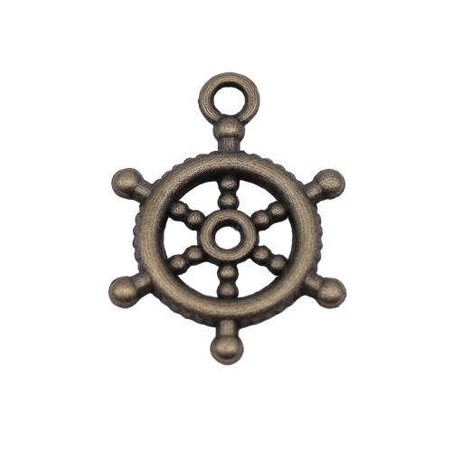 Rueda de barco de aleación de zinc & colgante de anclaje, Buque de Ruedas, chapado, Bricolaje & hueco, color de bronce antiguo, 10PCs/Bolsa, Vendido por Bolsa