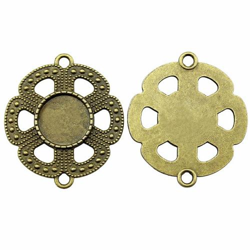 Zinklegierung Schmuckverbinder Einstellung, Blume, plattiert, DIY & hohl, antike Bronzefarbe, Innendurchmesser:ca. 14mm, verkauft von PC