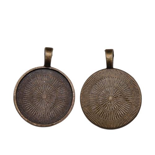 Zinc Alloy Pendant Cabochon Setting Round plated DIY antique bronze color Inner Approx 25mm Sold By Bag