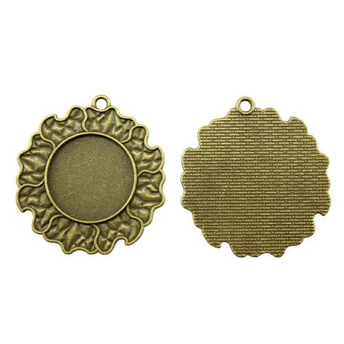 Zinc Alloy Pendant Cabochon Setting Flower plated DIY antique bronze color Inner Approx 25mm Sold By PC