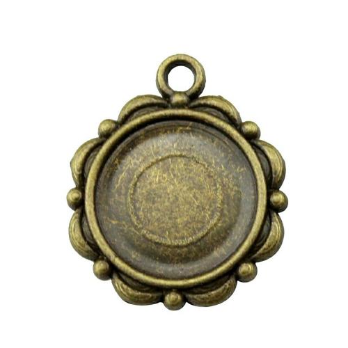 Zinc Alloy Pendant Cabochon Setting Flower plated DIY Inner Approx 14mm Sold By Bag