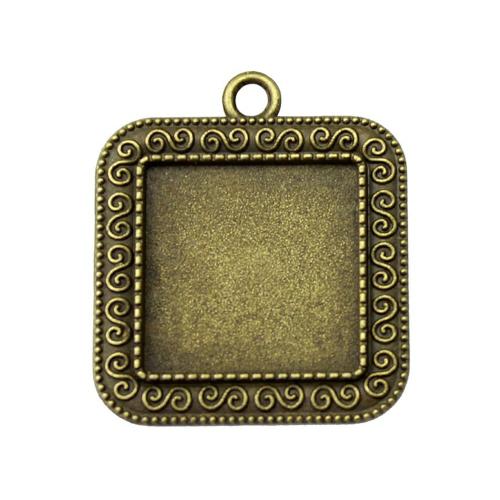 Cinc aleación Colgante Cabujón ajuste, aleación de zinc, Cuadrado, chapado, Bricolaje, color de bronce antiguo, diámetro interior:aproximado 20mm, Vendido por UD