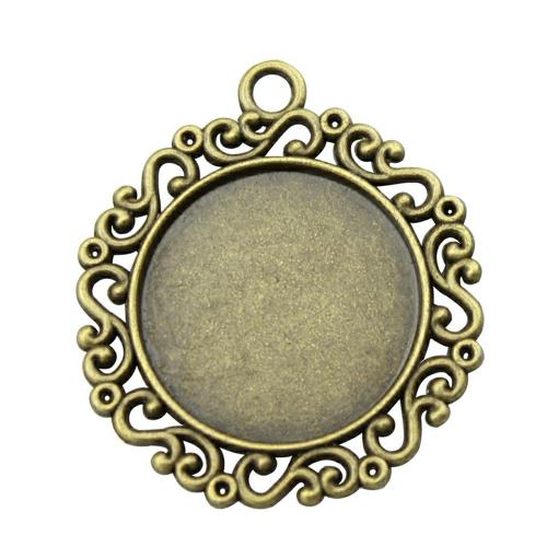 Zinc Alloy Pendant Cabochon Setting plated DIY & hollow Inner Approx 25mm Sold By PC