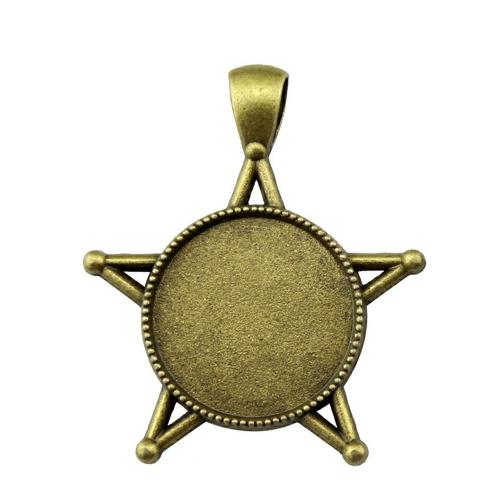 Zinc Alloy Pendant Cabochon Setting Star plated DIY Inner Approx 20mm Sold By PC