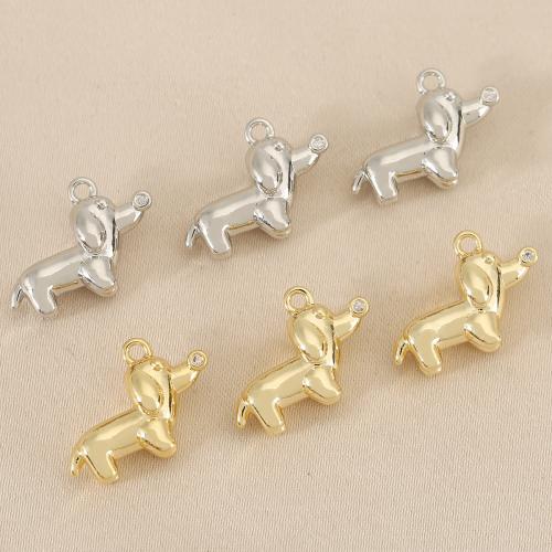 Befestigter Zirkonia Messing Anhänger, Hund, plattiert, DIY & Micro pave Zirkonia, keine, frei von Nickel, Blei & Kadmium, 10PCs/Tasche, verkauft von Tasche