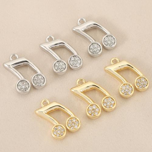 Kubické zirkonie Mikro dláždí mosaz s přívěskem, Music Note, DIY & micro vydláždit kubické zirkony, více barev na výběr, nikl, olovo a kadmium zdarma, 10PC/Bag, Prodáno By Bag