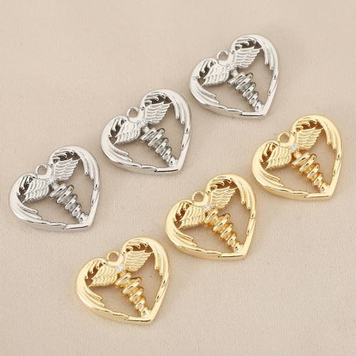 Cubique Pendentif en laiton zircon pavent, coeur, Placage, DIY & pavé de micro zircon & creux, plus de couleurs à choisir, protéger l'environnement, sans nickel, plomb et cadmium, 10PC/sac, Vendu par sac