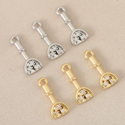 Cubique Pendentif en laiton zircon pavent, Pelle, Placage, DIY & pavé de micro zircon, plus de couleurs à choisir, protéger l'environnement, sans nickel, plomb et cadmium, 10PC/sac, Vendu par sac