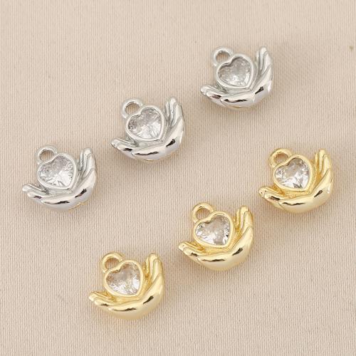 Cubique Pendentif en laiton zircon pavent, coeur, Placage, DIY & pavé de micro zircon, plus de couleurs à choisir, protéger l'environnement, sans nickel, plomb et cadmium, 10PC/sac, Vendu par sac