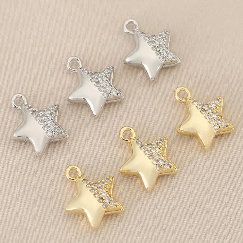Cubique Pendentif en laiton zircon pavent, étoile, Placage, DIY & pavé de micro zircon, plus de couleurs à choisir, protéger l'environnement, sans nickel, plomb et cadmium, 10PC/sac, Vendu par sac