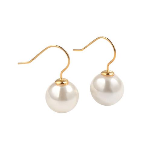 Argent sterling 925 Boucle d'oreille goutte, avec perle de plastique, bijoux de mode & pour femme, plus de couleurs à choisir, earring length 20-23mm, Vendu par paire