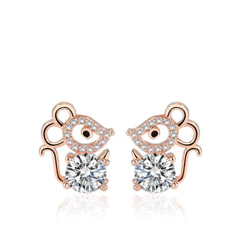 925er Sterling Silber Ohrstecker, Maus, Modeschmuck & für Frau & mit Strass, keine, 10x12mm, verkauft von Paar