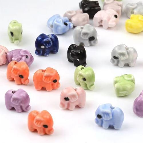 Porzellan Schmuckperlen, Elephant, DIY, keine, 14x11mm, Bohrung:ca. 2mm, verkauft von PC